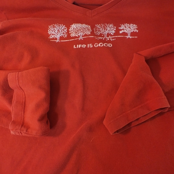 Life is Good V Neck Crusher T "Trees" Red Long Sleeve M - Picture 9 of 12